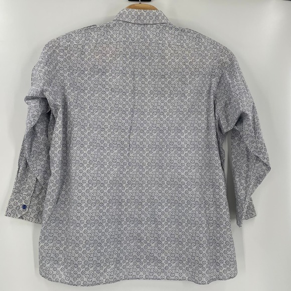 Taylor Stitch 2XL Blue Flower Pattern Long Sleeve Button Up Shirt - Picture 5 of 5